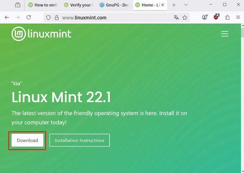 Linux Mint 公式サイトへアクセス